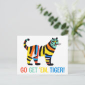 Farbenfrohe Tiger Cat Inspiration Ermutigung Postkarte (Stehend Vorderseite)