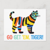 Farbenfrohe Tiger Cat Inspiration Ermutigung Postkarte (Vorderseite)