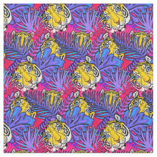 Farbenfrohe Tiger-Dschungelmuster Stoff