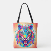 Farbenfrohe Tiger Face Art Tasche (Rückseite)