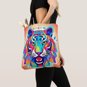 Farbenfrohe Tiger Face Art Tasche