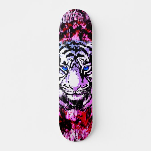 Farbenfrohe Tiger Head - Retro Tiger Skateboard (Vorne)