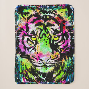 Farbenfrohe Tiger Head - Tiger Sherpa Blanket Sherpadecke
