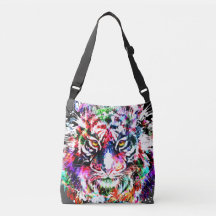 Farbenfrohe Tiger Head Zeichnend Crossbody Bag