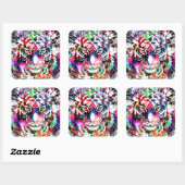 Farbenfrohe Tiger Sticker Square - Wildlife Big Ca (Blatt)