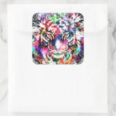 Farbenfrohe Tiger Sticker Square - Wildlife Big Ca (Tasche)