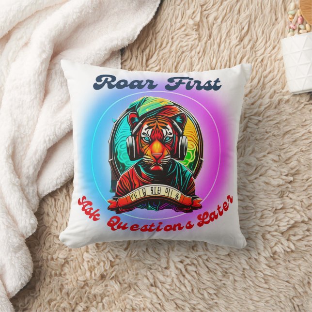 Farbenfrohe Tigerfront Kissen (Decke)