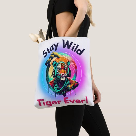 Farbenfrohe Tigerfront Tasche (Von Nahem)
