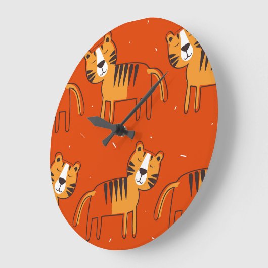 Farbenfrohe Tigers Hand Drawn Decke Große Wanduhr (Winkel)