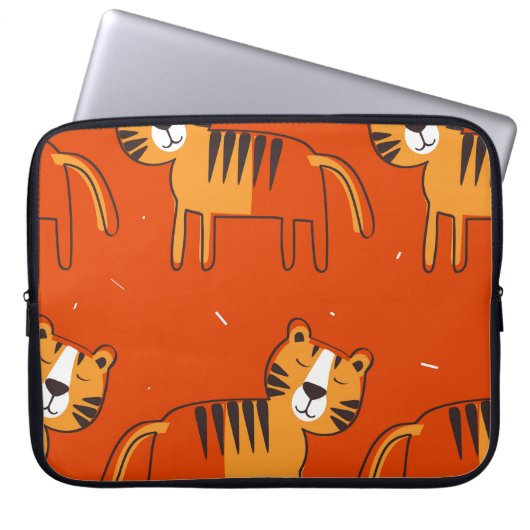 Farbenfrohe Tigers Hand Drawn Decke Laptopschutzhülle (Vorderseite)