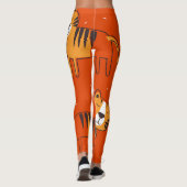 Farbenfrohe Tigers Hand Drawn Decke Leggings (Rückseite)
