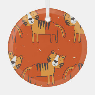 Farbenfrohe Tigers Hand Drawn Decke Ornament Aus Glas