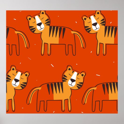 Farbenfrohe Tigers Hand Drawn Decke Poster (Vorne)