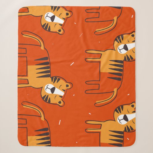 Farbenfrohe Tigers Hand Drawn Decke Sherpadecke (Vorderseite)