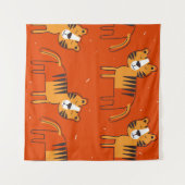 Farbenfrohe Tigers Hand Drawn Decke Wandteppich (Vorderseite (Horizontal))