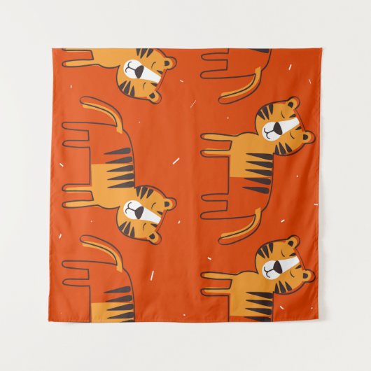 Farbenfrohe Tigers Hand Drawn Decke Wandteppich (Vorderseite (Horizontal))