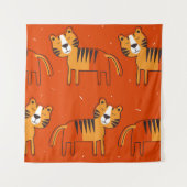 Farbenfrohe Tigers Hand Drawn Decke Wandteppich (Vorderseite)