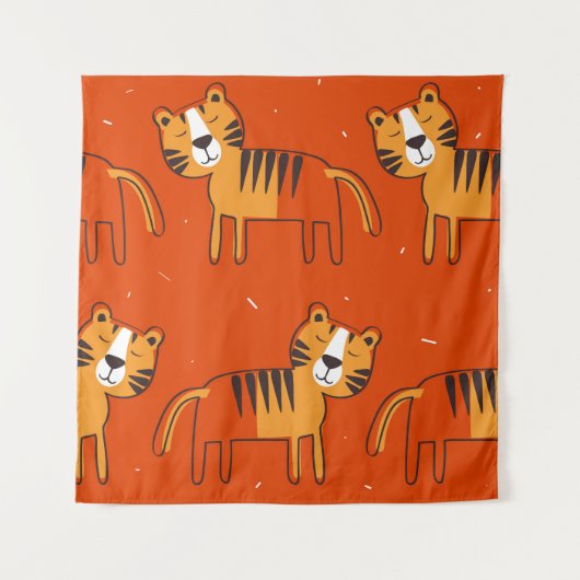 Farbenfrohe Tigers Hand Drawn Decke Wandteppich (Vorderseite)