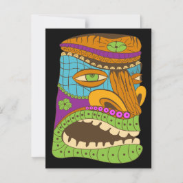 Farbenfrohe Tiki Kopf in exotischer Stimmung, schw Postkarte