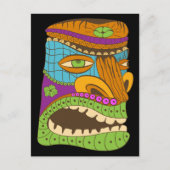 Farbenfrohe Tiki Kopf in exotischer Stimmung, schw Postkarte (Vorderseite)