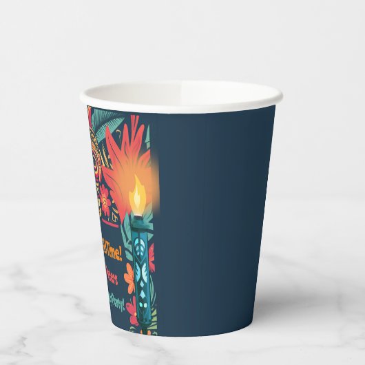 Farbenfrohe Tiki Luau Skull Backyard Birthday Part Pappbecher (Links)