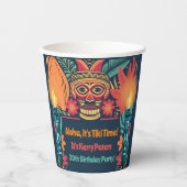 Farbenfrohe Tiki Luau Skull Backyard Birthday Part Pappbecher (Vorderseite)