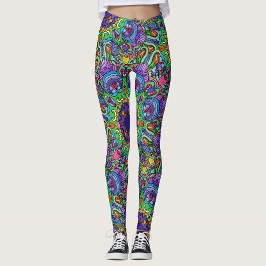 Farbenfrohe Tintenkunst für Ihre Beine! Leggings (Vorderseite)