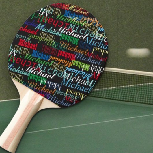 Farbenfrohe Tischnachbarn_Tennis-Spielername Tischtennis Schläger