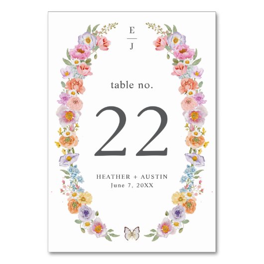 Farbenfrohe Tischnummer (Vorderseite)