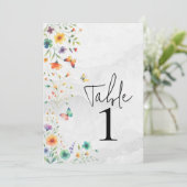 Farbenfrohe Tischnummer der Blumenschmetterlinge (Stehend Vorderseite)