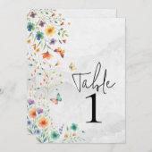 Farbenfrohe Tischnummer der Blumenschmetterlinge (Vorne/Hinten)