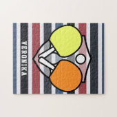 Farbenfrohe Tischtennis-Rackets & Kinder Name Puzzle (Horizontal)
