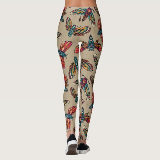 Farbenfrohe Todesmotten Leggings (Rückseite)