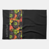 Farbenfrohe Tomate und Lila Bell Pepper Medley Geschirrtuch (Horizontal)