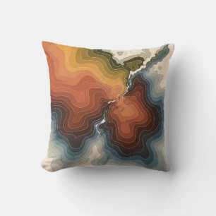 Farbenfrohe topographische Karte Drucken Kissen