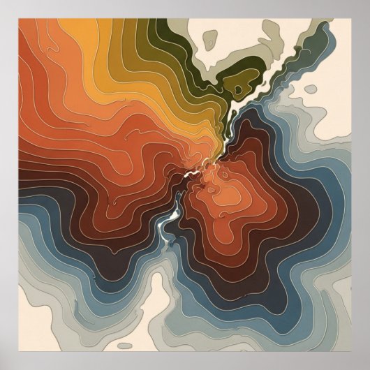 Farbenfrohe topographische Karte Drucken Poster (Vorne)