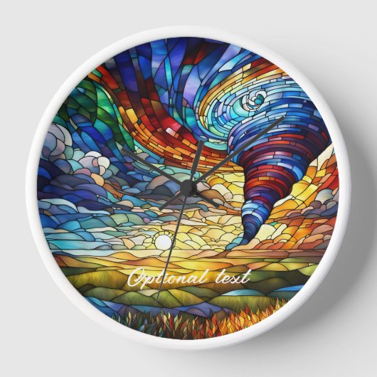 Farbenfrohe Tornado Kunstgalerie Uhr (Vorderseite)