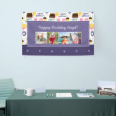 Farbenfrohe Tortenmuster Happy Birthday mit Name F Banner (Messeveranstaltung)