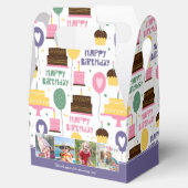 Farbenfrohe Tortenmuster Happy Birthday mit Name F Geschenkschachtel (Geöffnet)