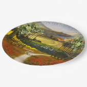 Farbenfrohe toskanische Landschaft Hochzeit Pappteller (Schrägansicht)