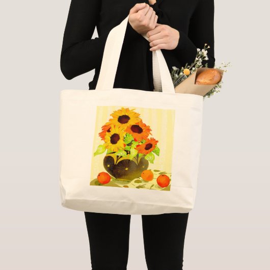 Farbenfrohe Tote Tasche mit Sonnenblumen (2-seitig (Vorderseite (Produkt))