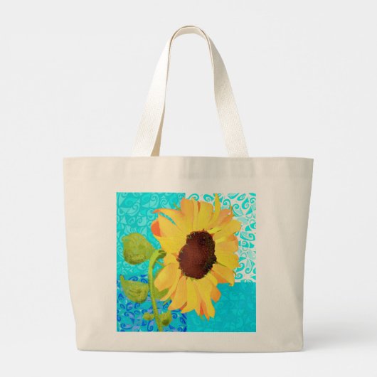 Farbenfrohe Tote Tasche mit Sonnenblumen (2-seitig (Rückseite)