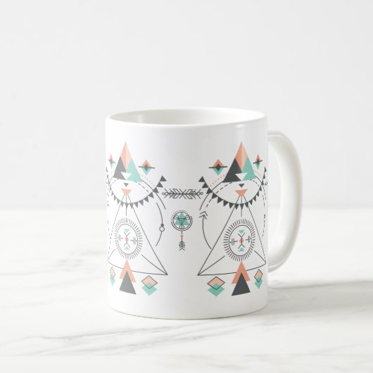 Farbenfrohe Totem-Design Kaffeetasse (VorderseiteRechts)