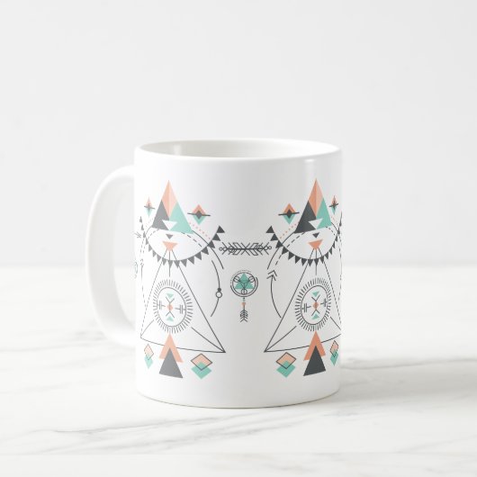 Farbenfrohe Totem-Design Kaffeetasse (Vorderseite Links)