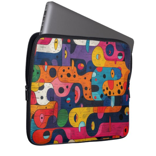 Farbenfrohe Totems Bath Mat Laptopschutzhülle (Vorne Rechts)