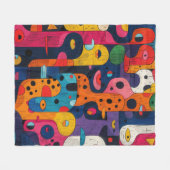 farbenfrohe Totems Fleecedecke (Vorderseite (Horizontal))