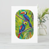 Farbenfrohe Toucan Bird Art Einladung (Stehend Vorderseite)