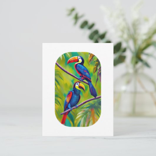 Farbenfrohe Toucan Bird Art Postkarte (Stehend Vorderseite)