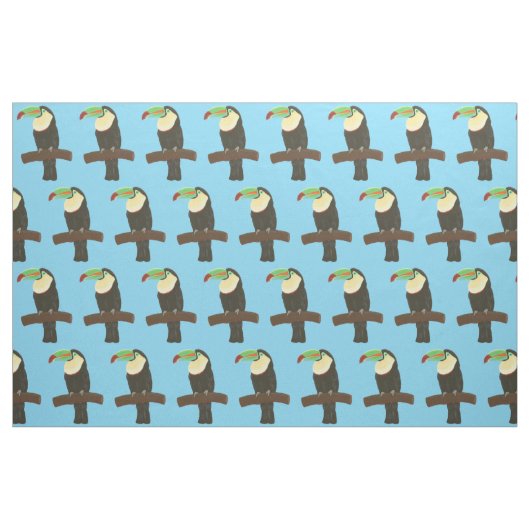 Farbenfrohe Toucan Bird auf Branchentextur Stoff (Fat Quarter (45,7 x 55,9 cm))