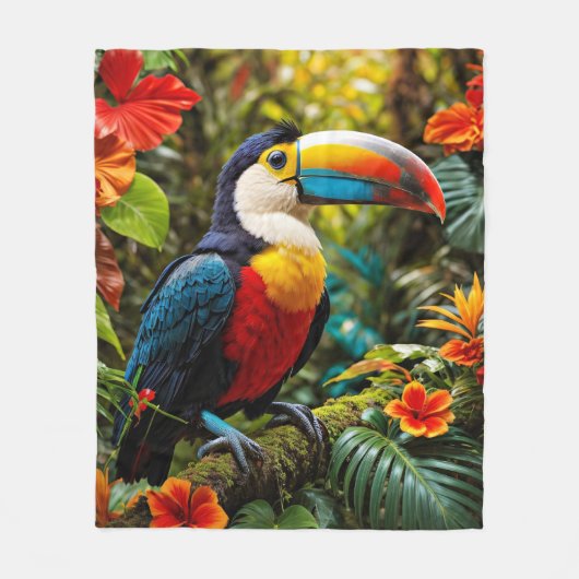 Farbenfrohe Toucan Bird Fleecedecke (Vorderseite)